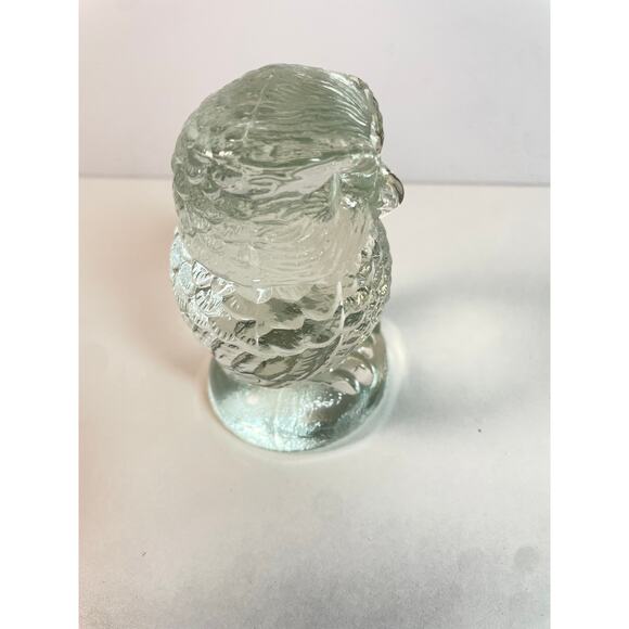 Vintage Clear Glass 4" Owl Modern Art Figurine Paperweight Textured Base MCM - Picture 5 of 8
